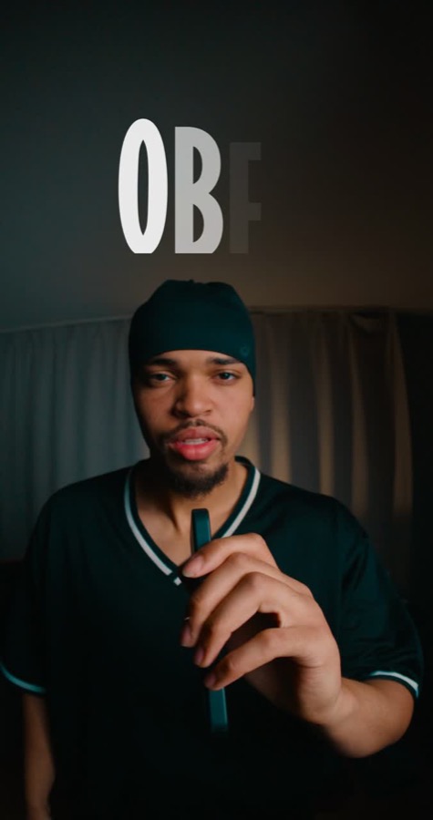 Creator speaking to camera with animated title