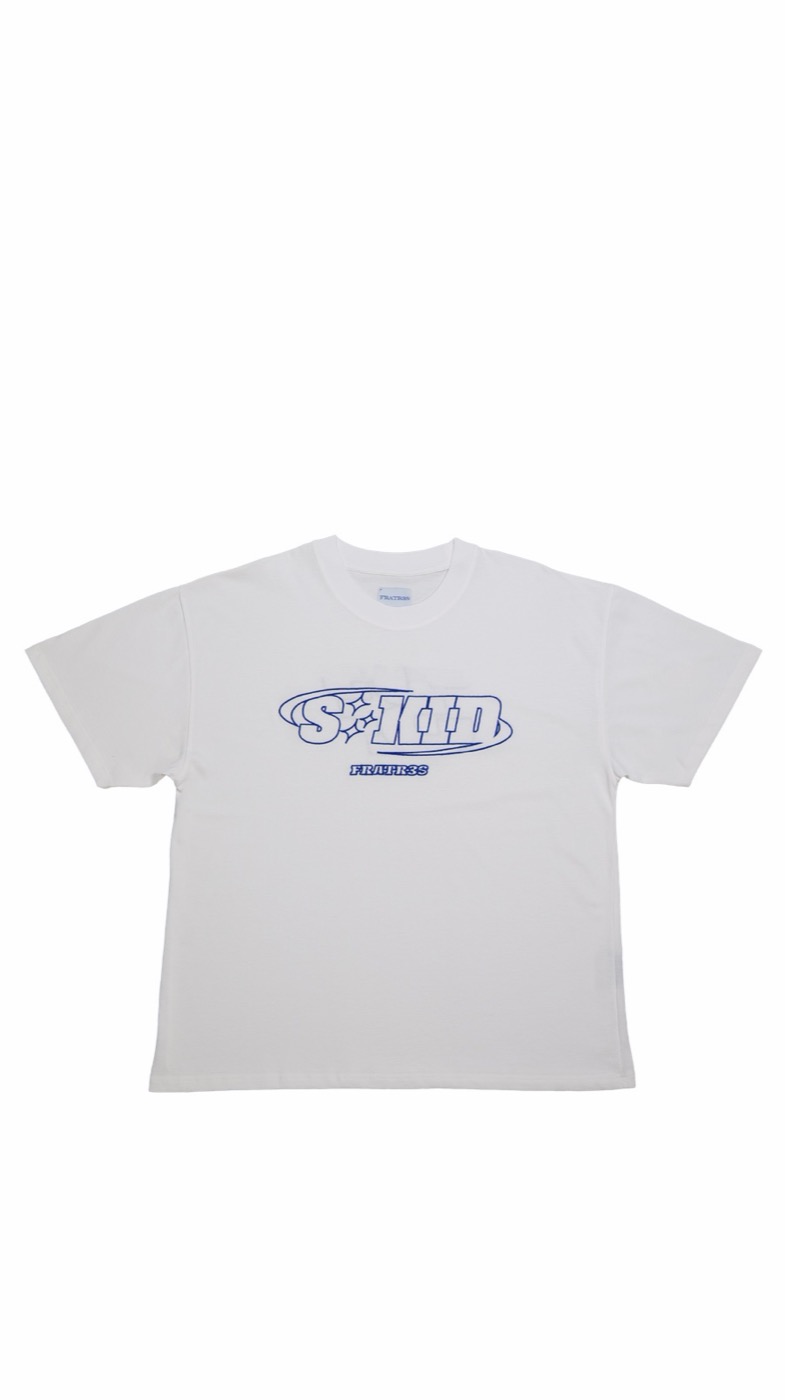 Product shot of a white Fratr3s t-shirt