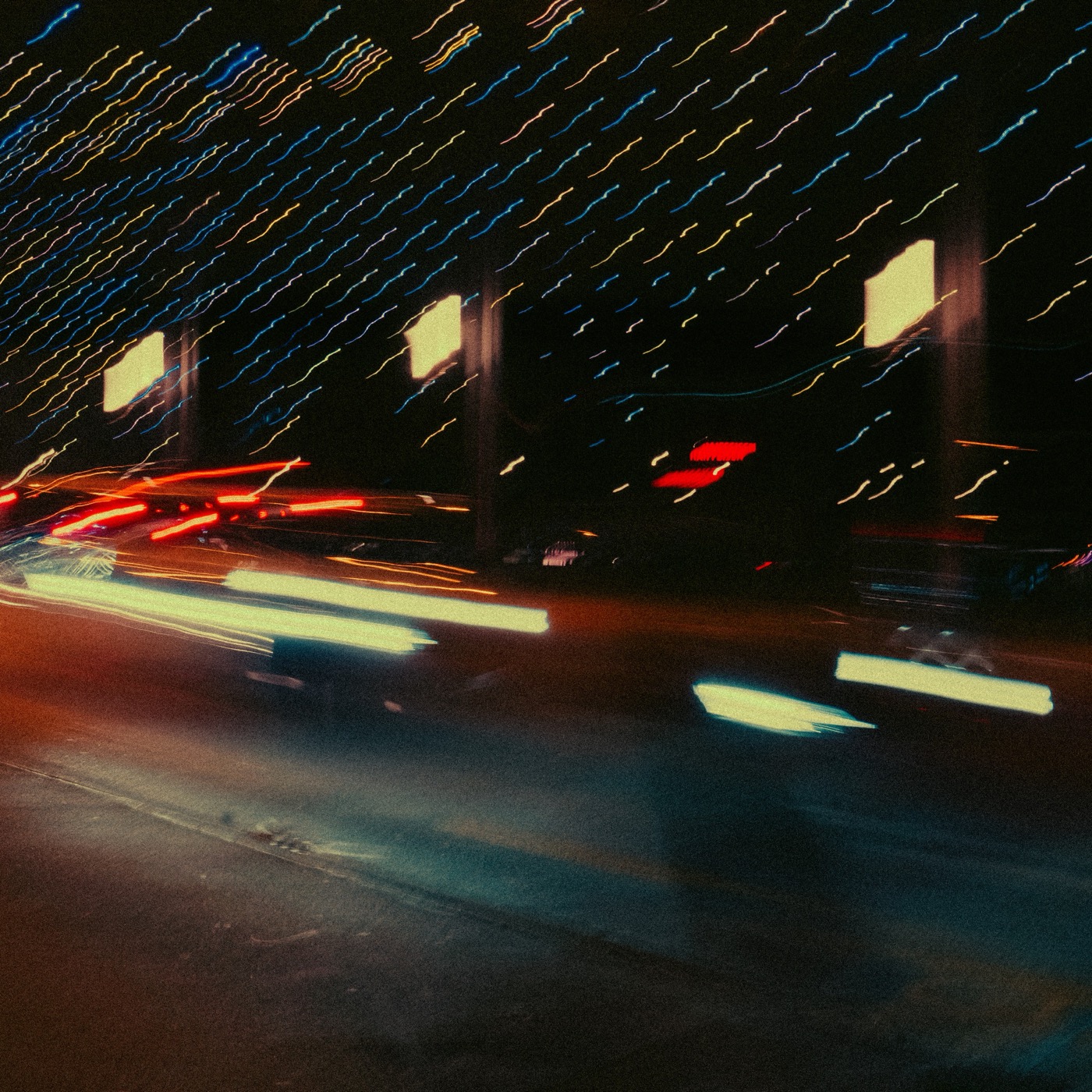 Light trails from traffic at night